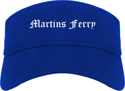 Martins Ferry Ohio OH Old English Mens Visor Cap Hat Royal Blue