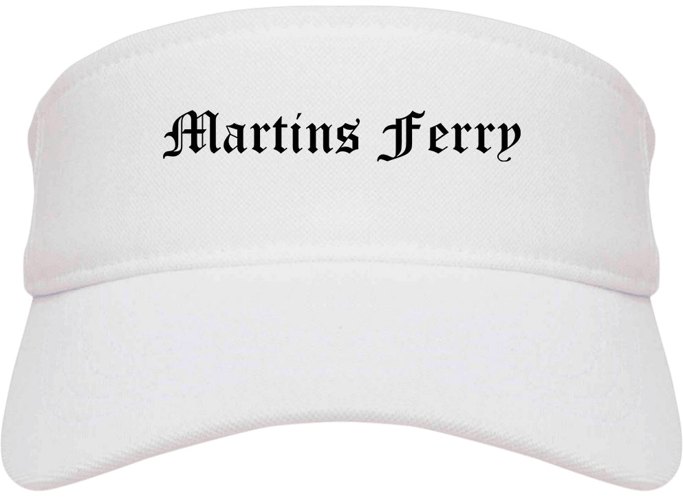 Martins Ferry Ohio OH Old English Mens Visor Cap Hat White