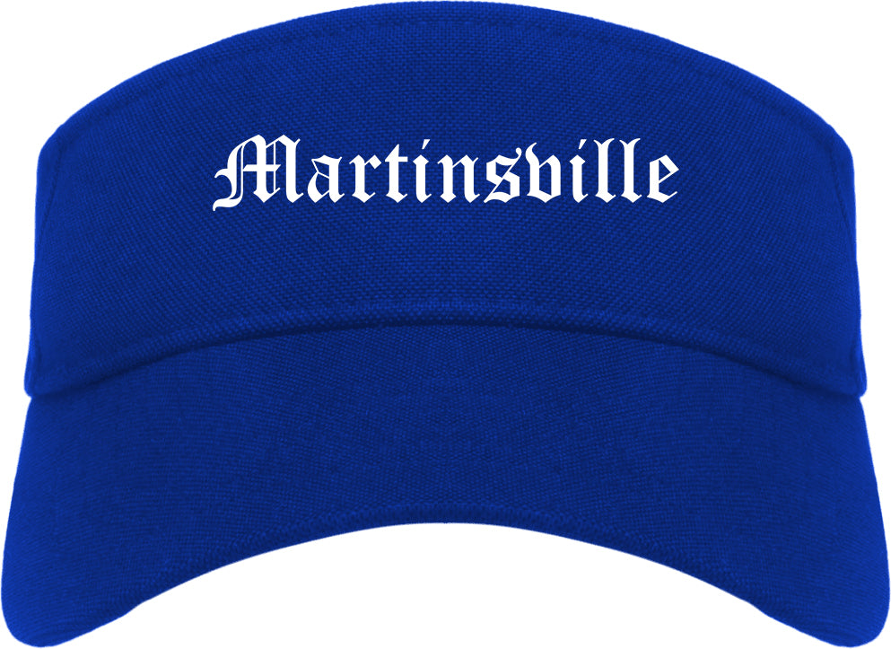 Martinsville Indiana IN Old English Mens Visor Cap Hat Royal Blue