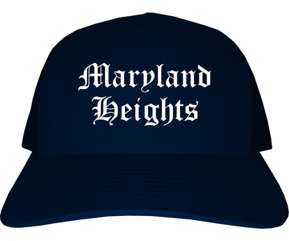 Maryland Heights Missouri MO Old English Mens Trucker Hat Cap Navy Blue