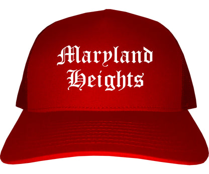 Maryland Heights Missouri MO Old English Mens Trucker Hat Cap Red