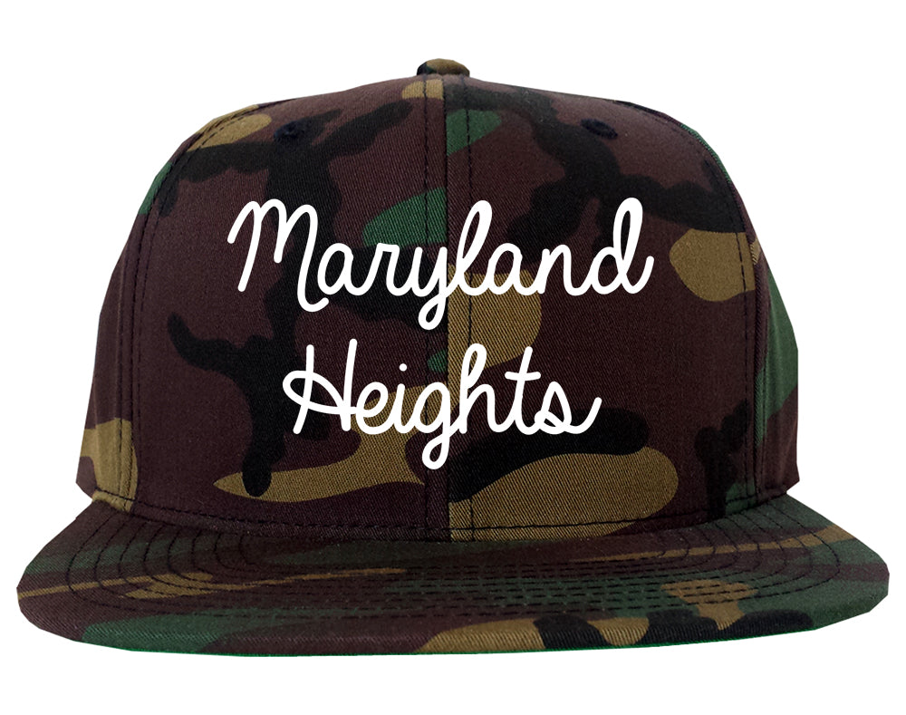 Maryland Heights Missouri MO Script Mens Snapback Hat Army Camo