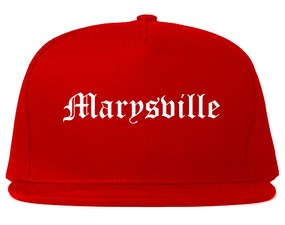Marysville California CA Old English Mens Snapback Hat Red