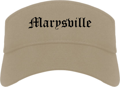 Marysville California CA Old English Mens Visor Cap Hat Khaki