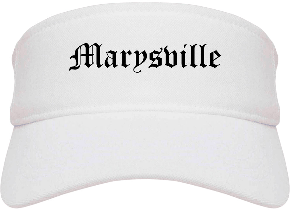 Marysville California CA Old English Mens Visor Cap Hat White