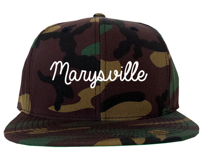 Marysville Michigan MI Script Mens Snapback Hat Army Camo