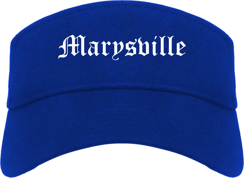 Marysville Michigan MI Old English Mens Visor Cap Hat Royal Blue