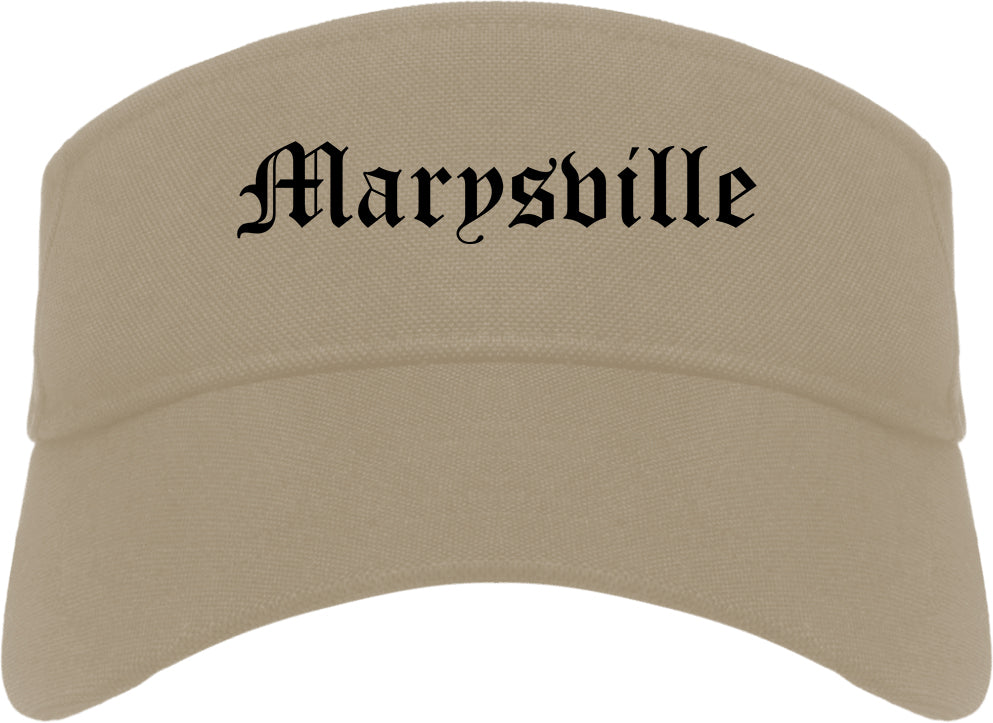 Marysville Ohio OH Old English Mens Visor Cap Hat Khaki