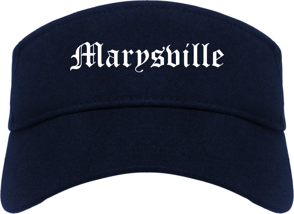 Marysville Ohio OH Old English Mens Visor Cap Hat Navy Blue