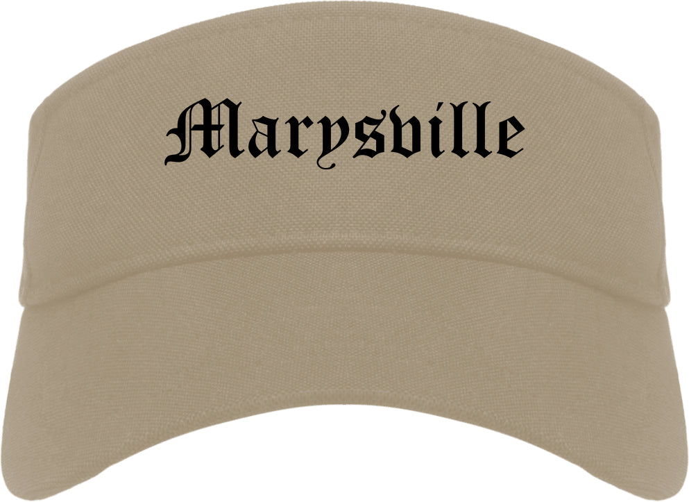 Marysville Washington WA Old English Mens Visor Cap Hat Khaki