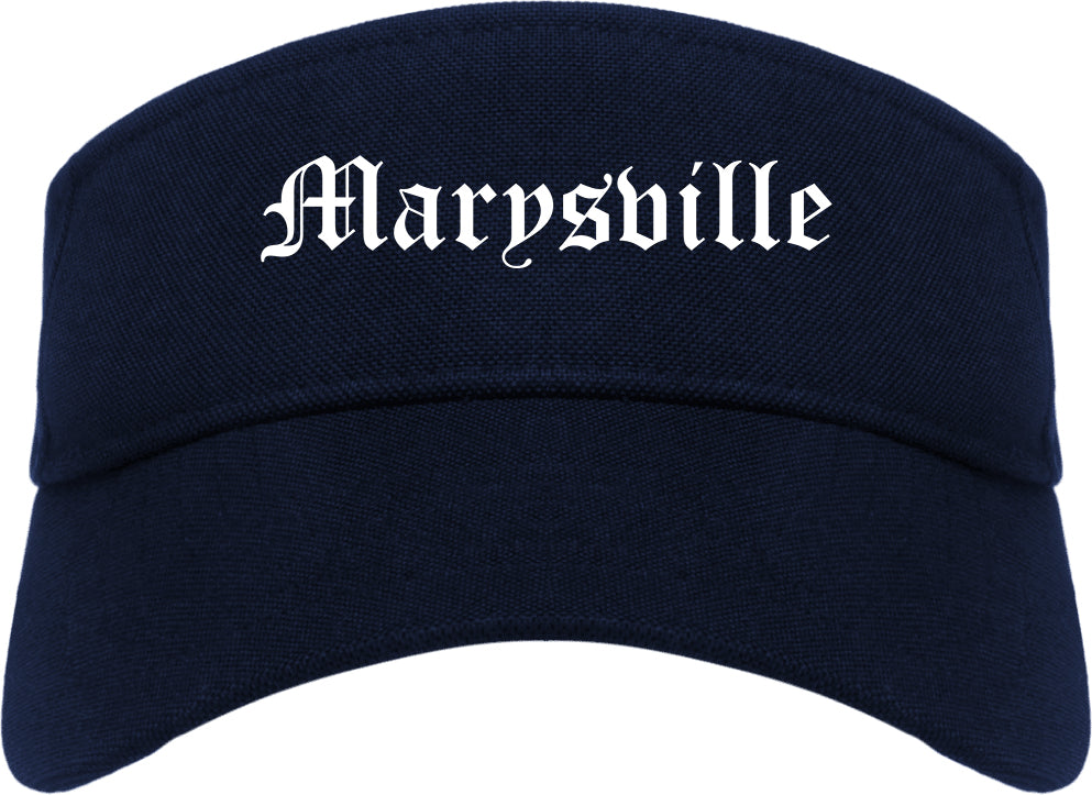 Marysville Washington WA Old English Mens Visor Cap Hat Navy Blue