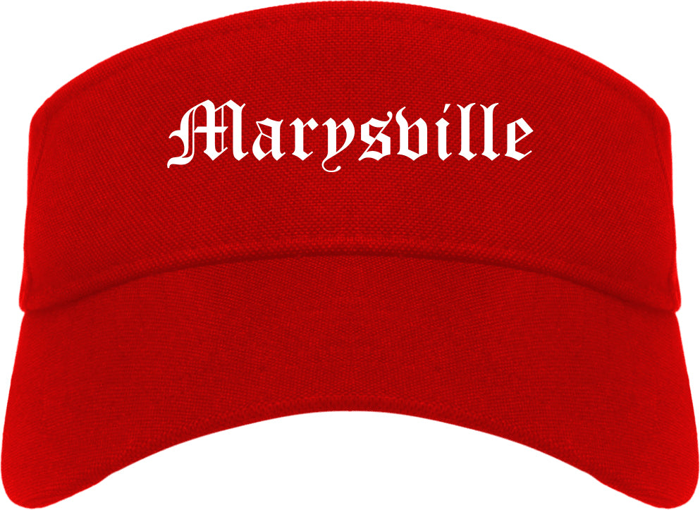 Marysville Washington WA Old English Mens Visor Cap Hat Red