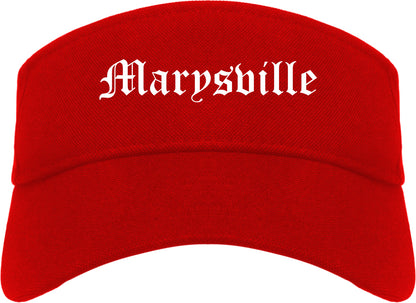 Marysville Washington WA Old English Mens Visor Cap Hat Red