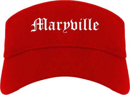 Maryville Illinois IL Old English Mens Visor Cap Hat Red