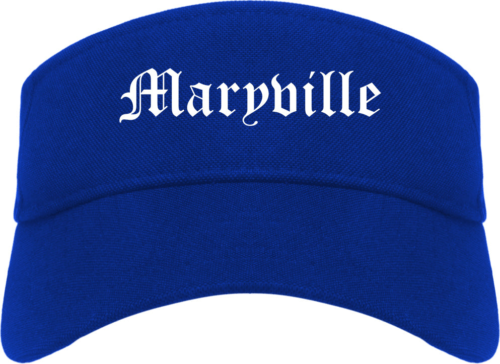 Maryville Illinois IL Old English Mens Visor Cap Hat Royal Blue