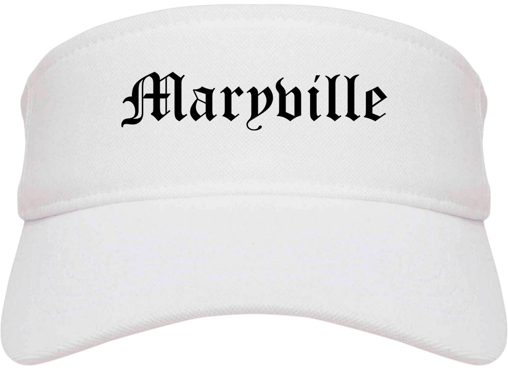 Maryville Illinois IL Old English Mens Visor Cap Hat White