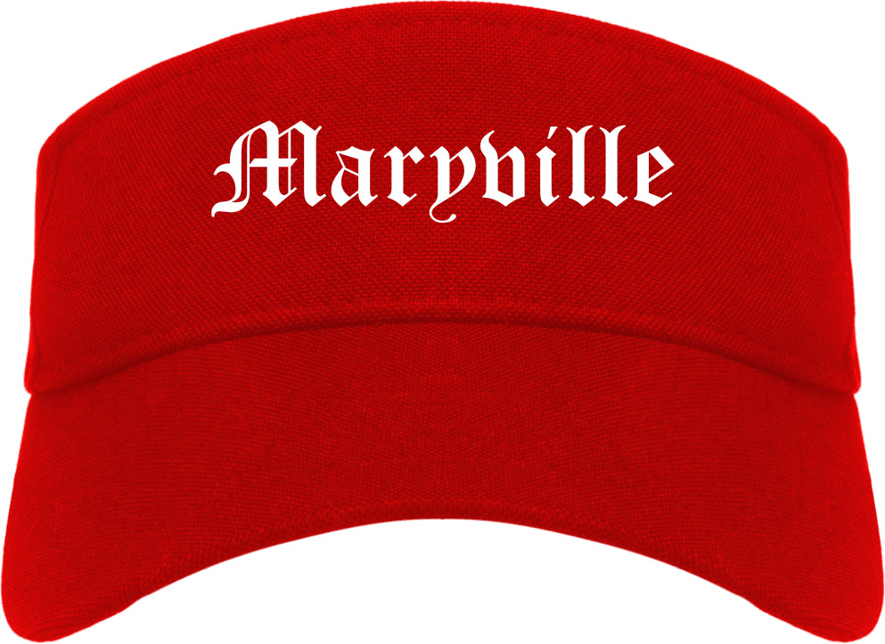 Maryville Missouri MO Old English Mens Visor Cap Hat Red