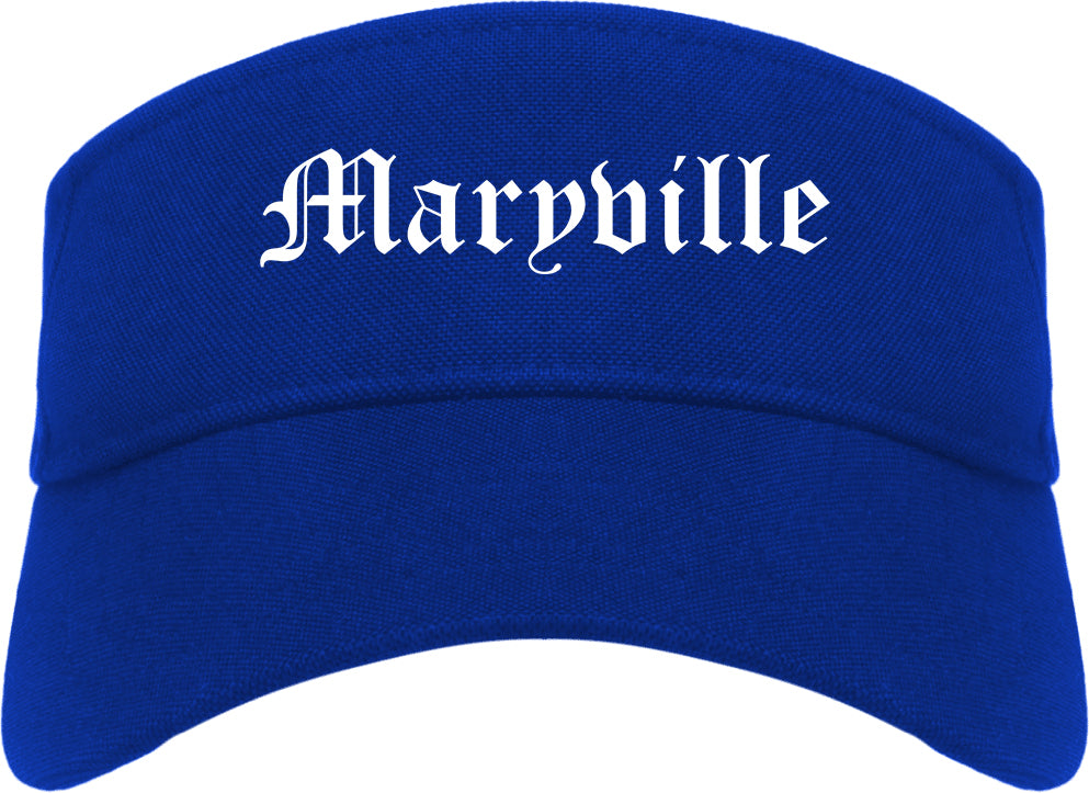 Maryville Missouri MO Old English Mens Visor Cap Hat Royal Blue