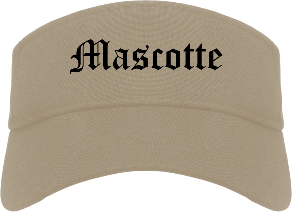 Mascotte Florida FL Old English Mens Visor Cap Hat Khaki