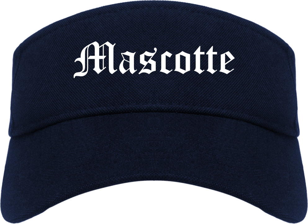 Mascotte Florida FL Old English Mens Visor Cap Hat Navy Blue