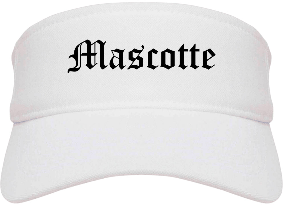 Mascotte Florida FL Old English Mens Visor Cap Hat White