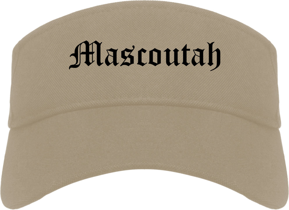 Mascoutah Illinois IL Old English Mens Visor Cap Hat Khaki