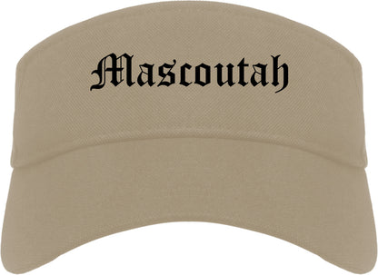 Mascoutah Illinois IL Old English Mens Visor Cap Hat Khaki