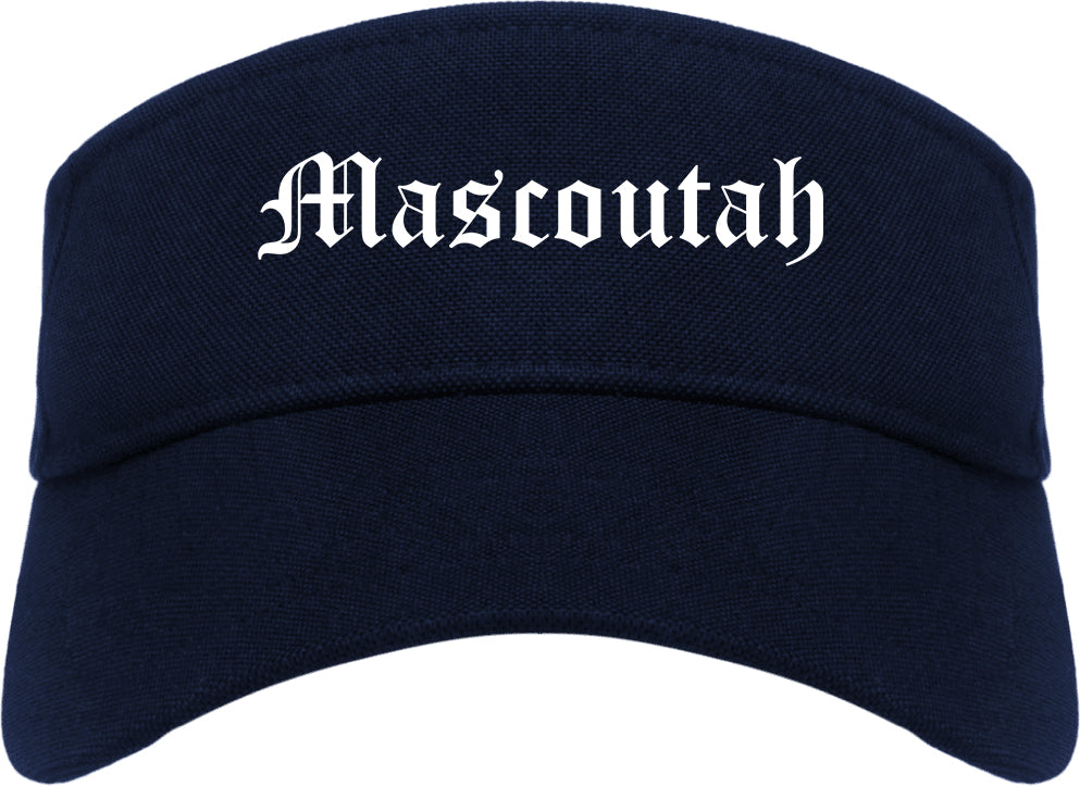 Mascoutah Illinois IL Old English Mens Visor Cap Hat Navy Blue