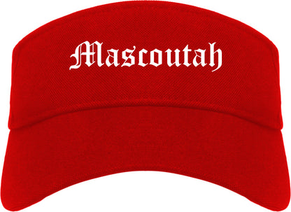 Mascoutah Illinois IL Old English Mens Visor Cap Hat Red