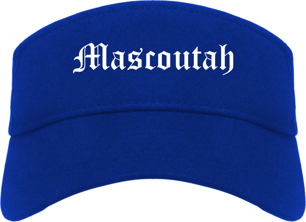 Mascoutah Illinois IL Old English Mens Visor Cap Hat Royal Blue