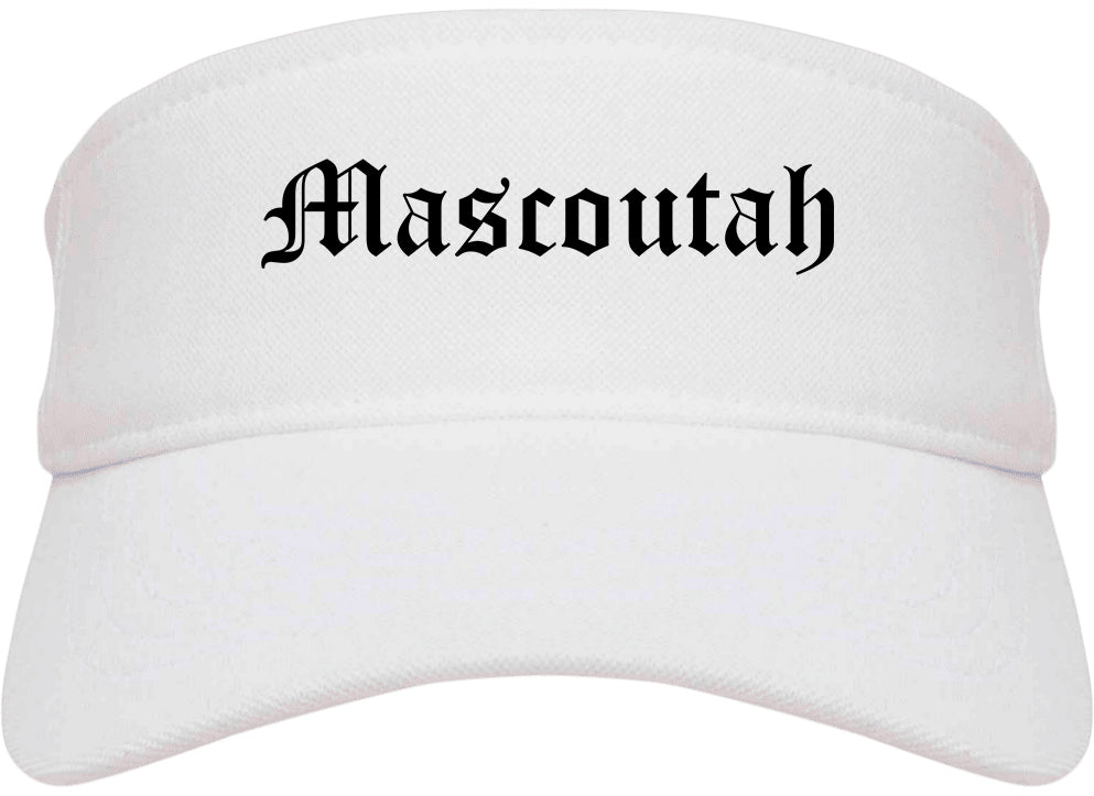 Mascoutah Illinois IL Old English Mens Visor Cap Hat White