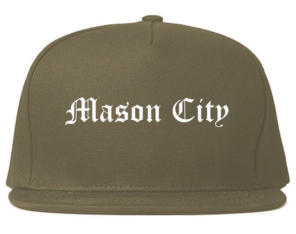 Mason City Iowa IA Old English Mens Snapback Hat Grey