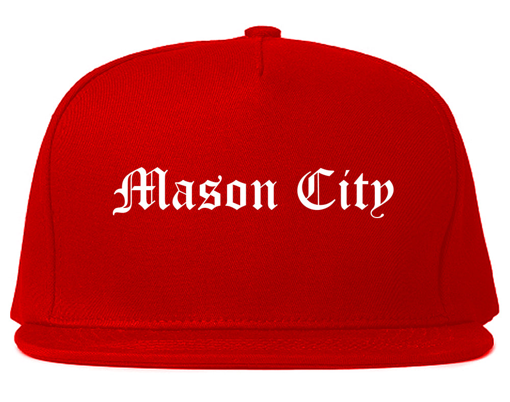 Mason City Iowa IA Old English Mens Snapback Hat Red
