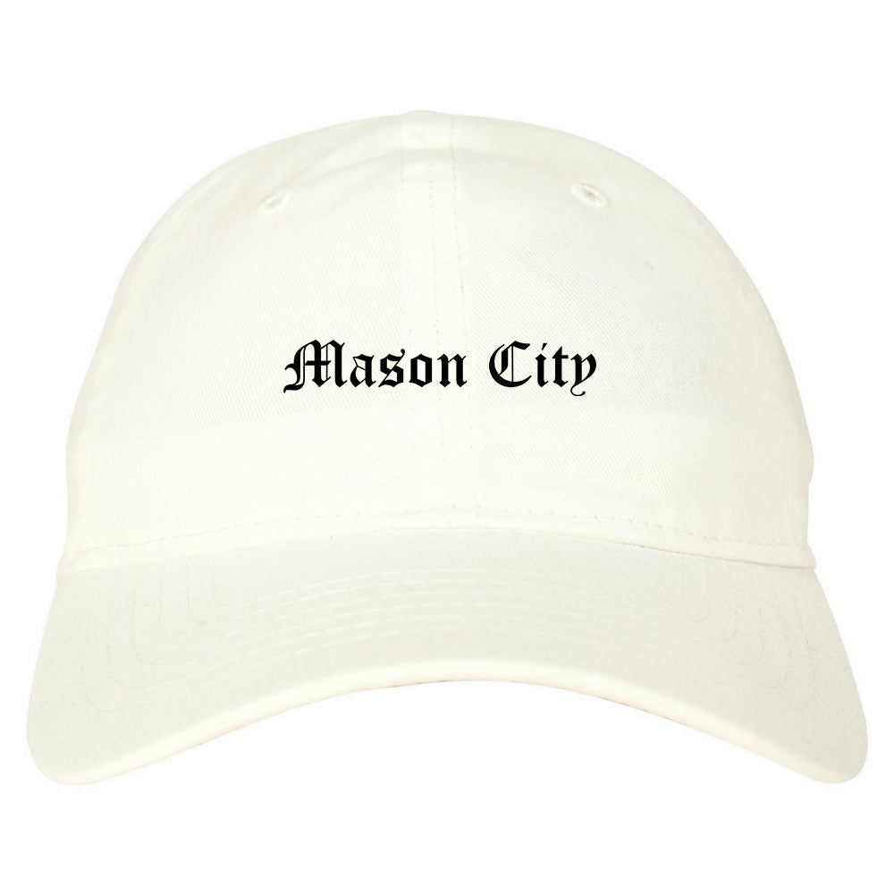 Mason City Iowa IA Old English Mens Dad Hat Baseball Cap White
