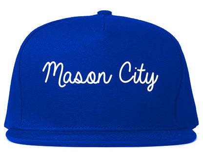 Mason City Iowa IA Script Mens Snapback Hat Royal Blue