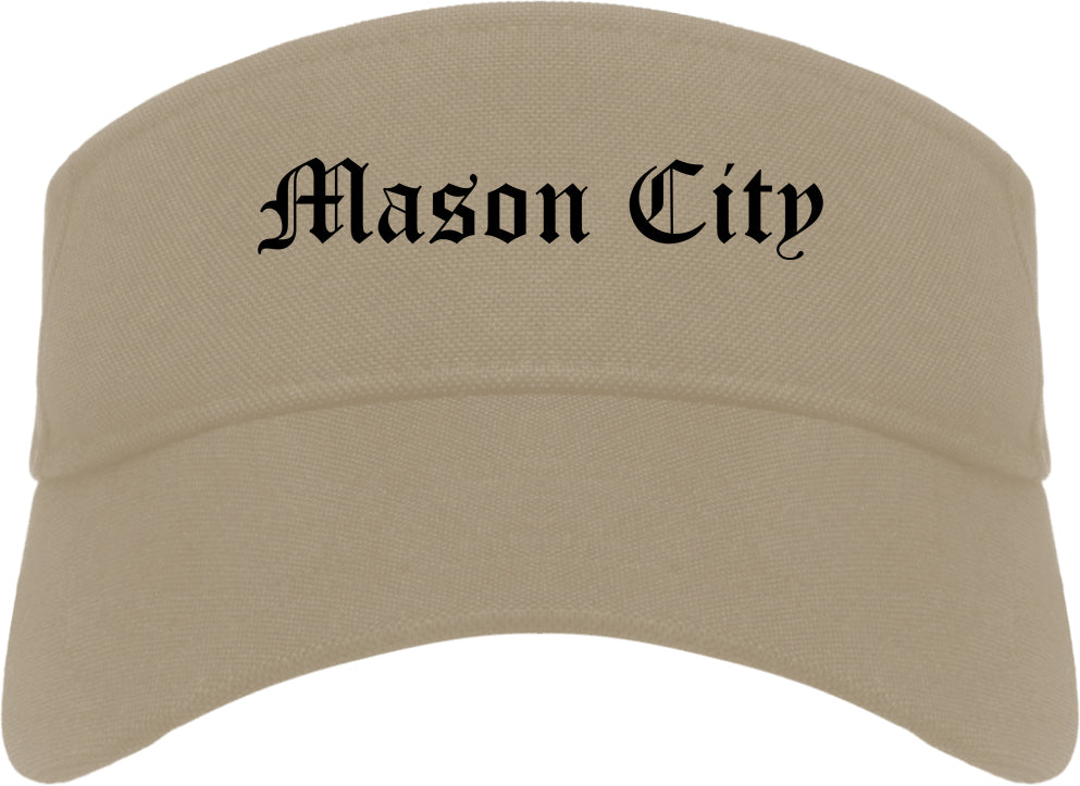 Mason City Iowa IA Old English Mens Visor Cap Hat Khaki