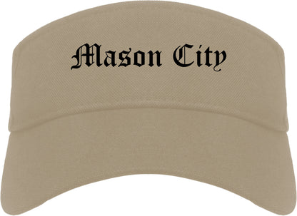 Mason City Iowa IA Old English Mens Visor Cap Hat Khaki