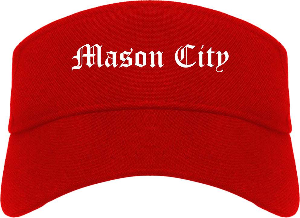 Mason City Iowa IA Old English Mens Visor Cap Hat Red