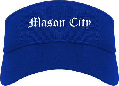 Mason City Iowa IA Old English Mens Visor Cap Hat Royal Blue