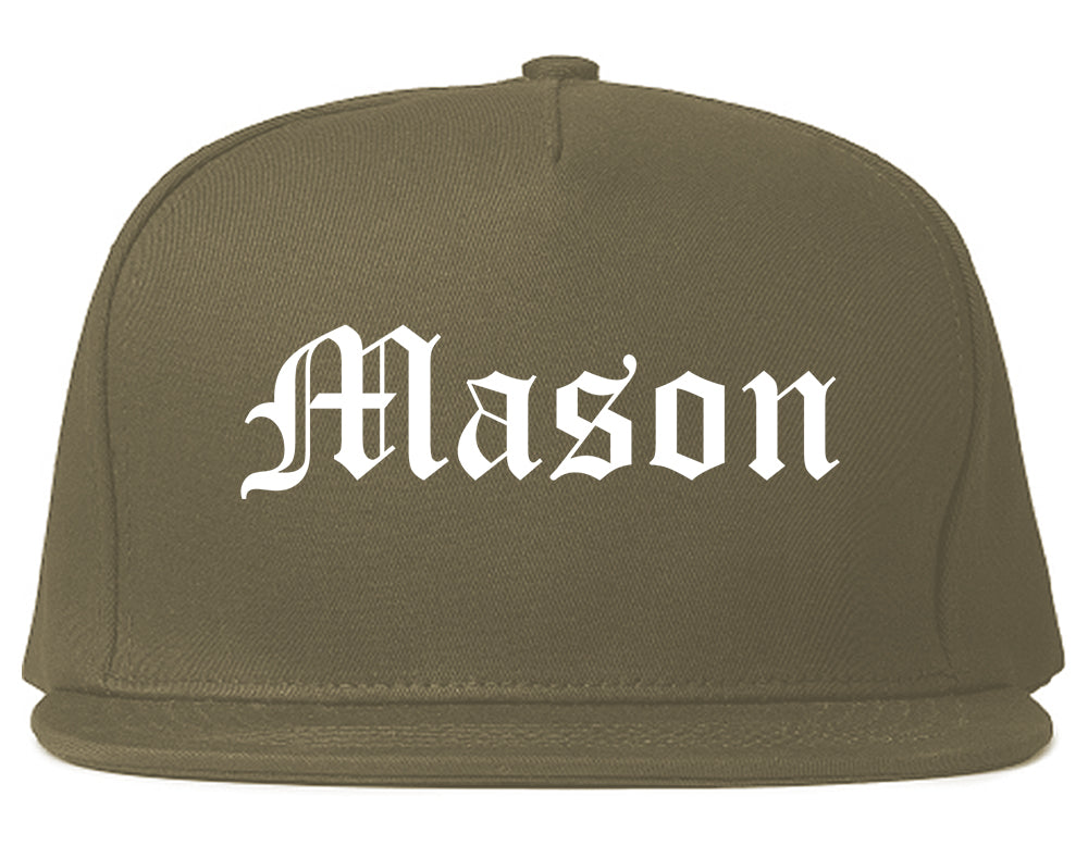 Mason Michigan MI Old English Mens Snapback Hat Grey