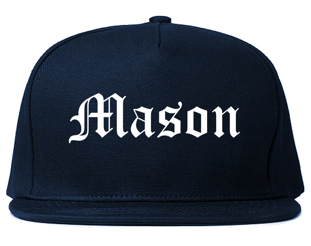 Mason Michigan MI Old English Mens Snapback Hat Navy Blue