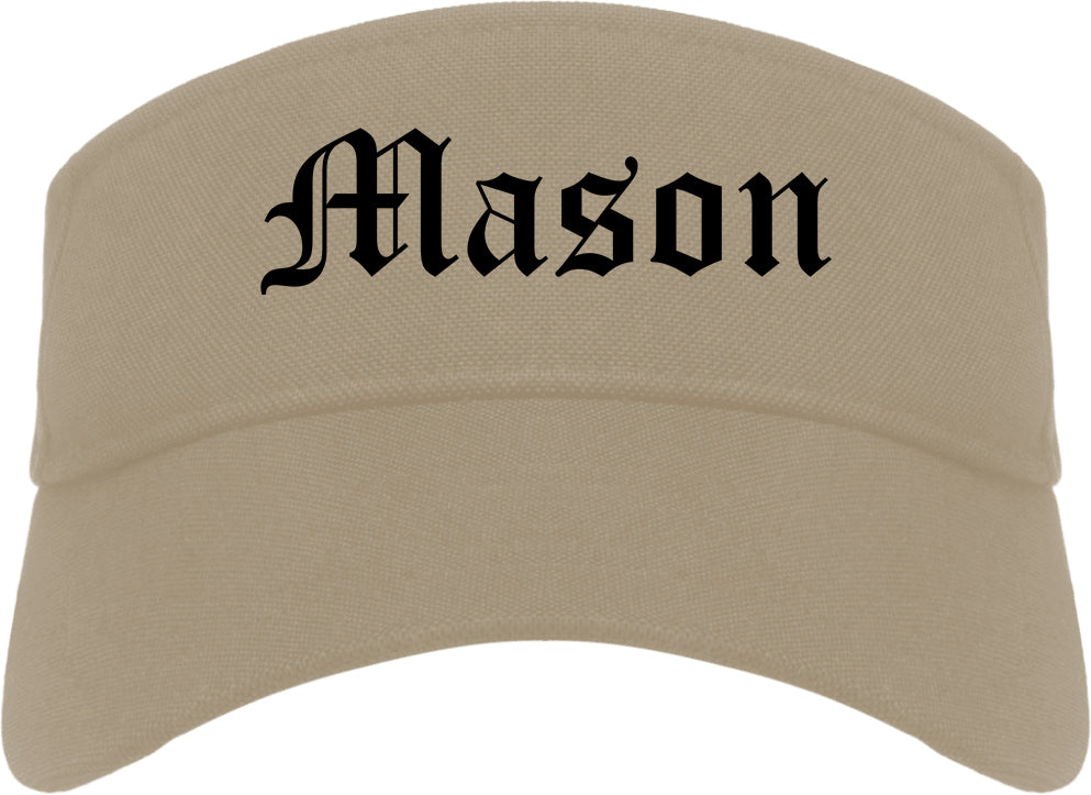 Mason Michigan MI Old English Mens Visor Cap Hat Khaki