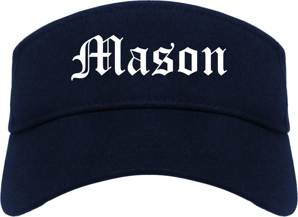 Mason Michigan MI Old English Mens Visor Cap Hat Navy Blue