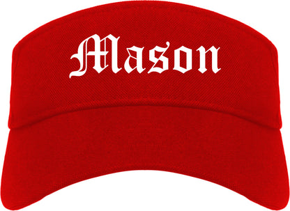 Mason Michigan MI Old English Mens Visor Cap Hat Red
