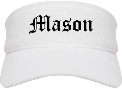 Mason Michigan MI Old English Mens Visor Cap Hat White