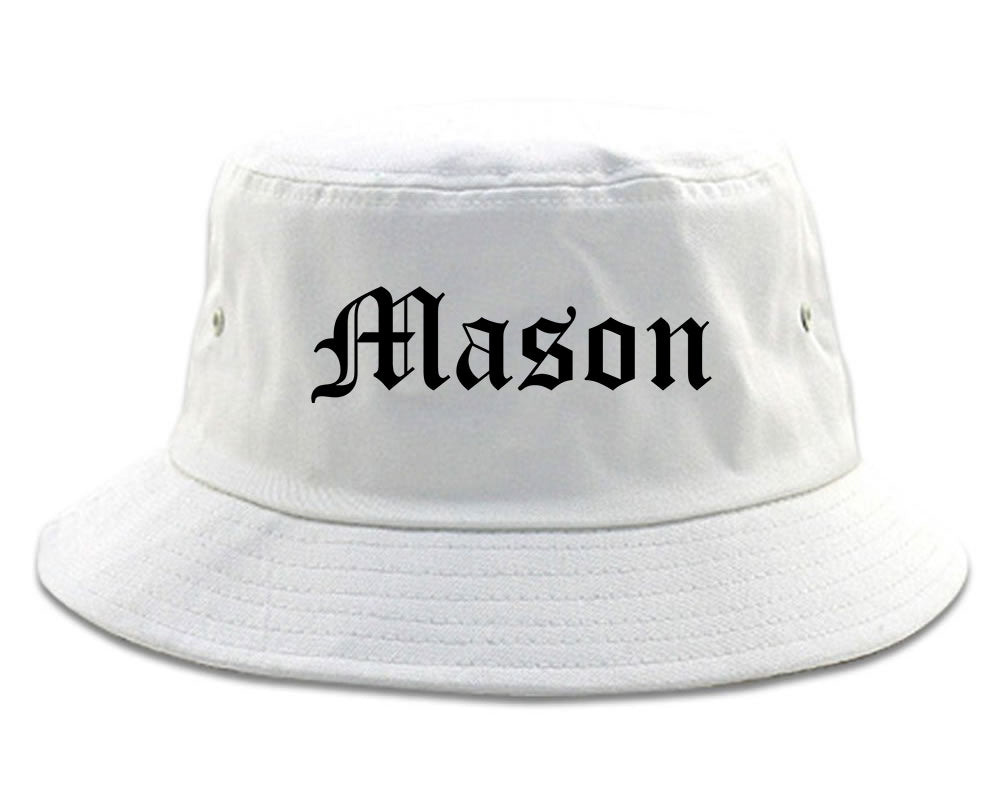 Mason Michigan MI Old English Mens Bucket Hat White