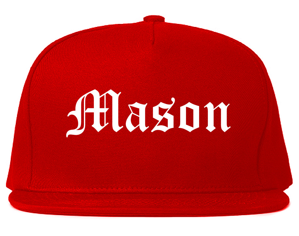 Mason Ohio OH Old English Mens Snapback Hat Red