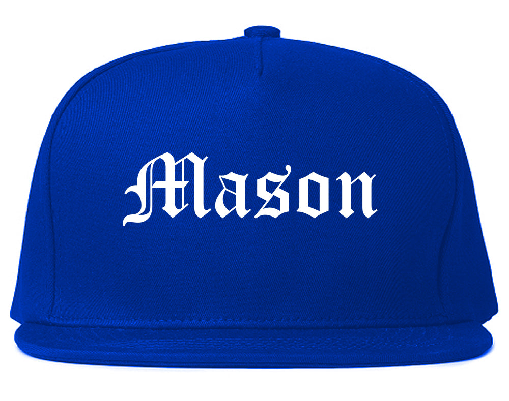 Mason Ohio OH Old English Mens Snapback Hat Royal Blue
