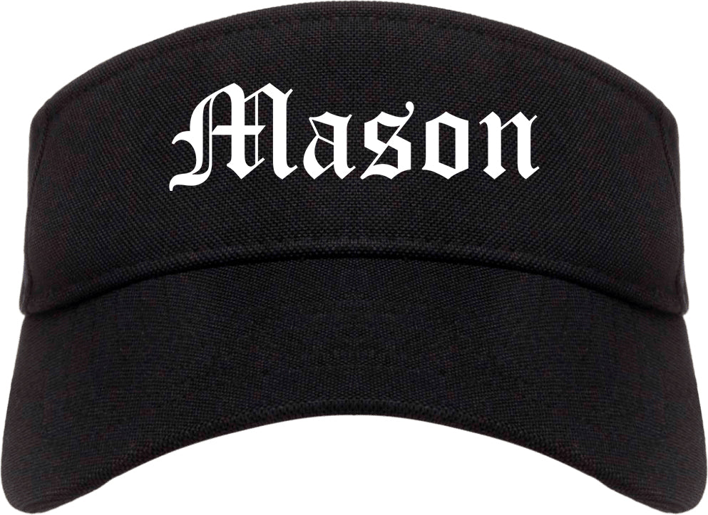 Mason Ohio OH Old English Mens Visor Cap Hat Black