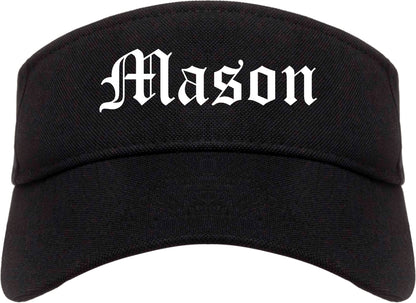 Mason Ohio OH Old English Mens Visor Cap Hat Black